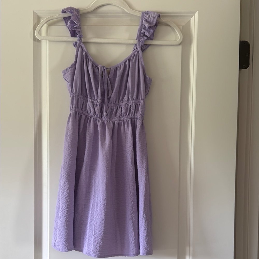 Altar'd State Purple Ruched Ruffled Mini Sundress